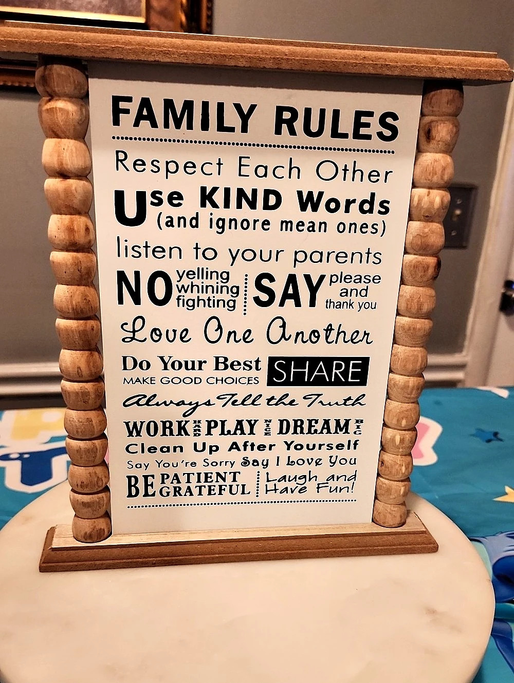 Double-Sided Family & House Rules Sign